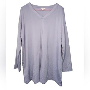 J Jill Pure Jill Blue Luxe Tencel Tunic Top Shirt Size XL Long Sleeve